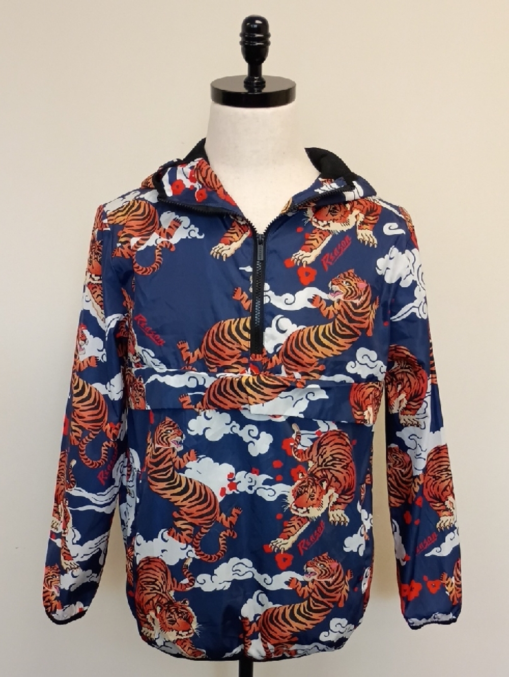 Reason Tiger Print Windbreaker Jacket Japanese Graphic Streetwear Size Small